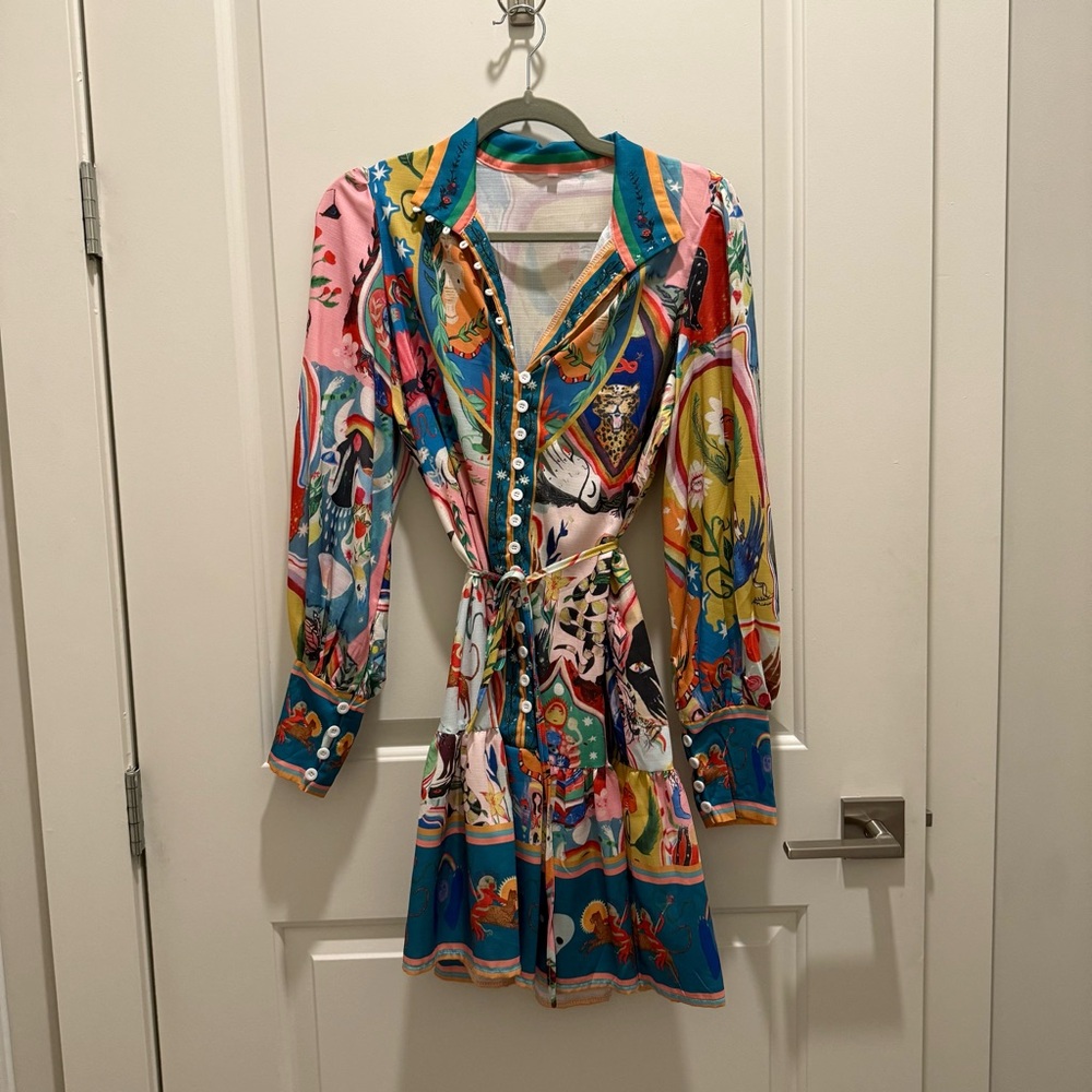 SHEIN Colorful Button-Up Vacation Dress